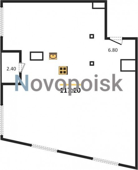 Двухкомнатная квартира 117.2 м²