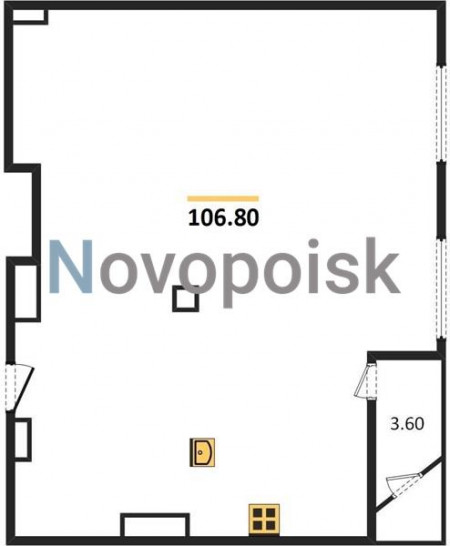 Однокомнатная квартира 106.8 м²