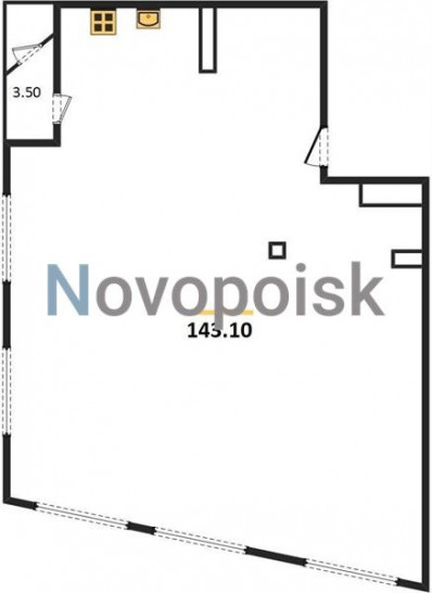 Двухкомнатная квартира 143.1 м²